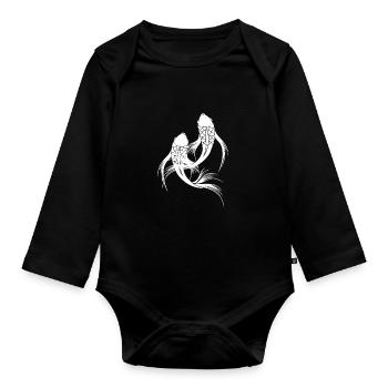 Fish Fish Asia Japan Kids Child - Organic Longsleeve Baby Bodysuit - black - Front