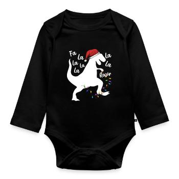 T-Rex Vacances - Body Bébé bio manches longues - noir - Devant