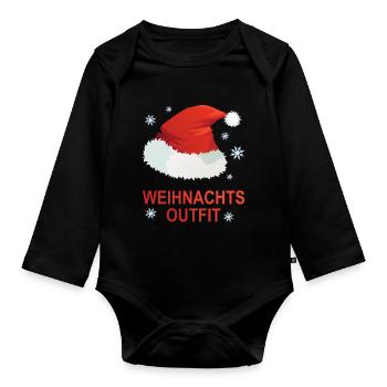 Weihnachts Outfit - Baby Bio-Langarm-Body - Schwarz - Vorne