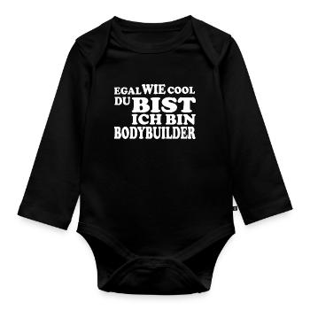 Bodybuilder - Baby Bio-Langarm-Body - Schwarz - Vorne