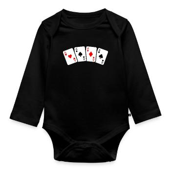 Cartes de poker - Cartes de jeu de casino - Body Bébé bio manches longues - noir - Devant