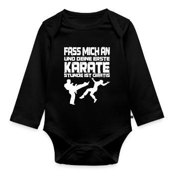 Karate lustiger Spruch Kampfsport Kampfkunst - Baby Bio-Langarm-Body - Schwarz - Vorne