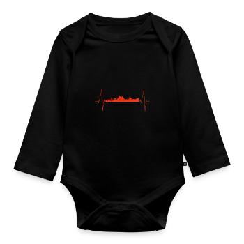 Erfurt heartbeat - Organic Longsleeve Baby Bodysuit - black - Front
