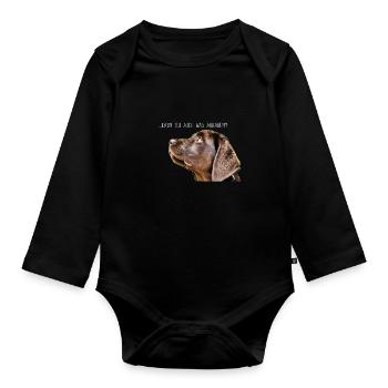 Labrador Hund Geschenk Hundeliebhaber Mama Betteln - Baby Bio-Langarm-Body - Schwarz - Vorne