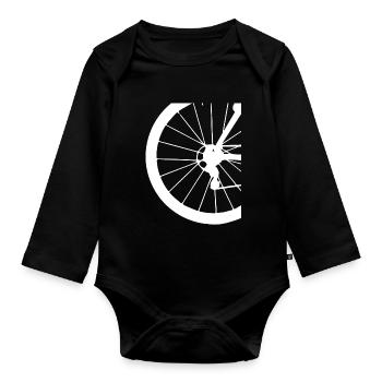 Cadeau de vélo de montagne de vélo de pneu - Body Bébé bio manches longues - noir - Devant