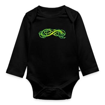 Serpent celte vert - Body Bébé bio manches longues - noir - Devant