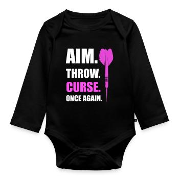 aim. throw. Dart Darts Gift - Organic Longsleeve Baby Bodysuit - black - Front