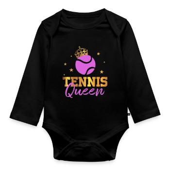 Tennis queen tennis player sportswoman gift - Organic Longsleeve Baby Bodysuit - black - Front