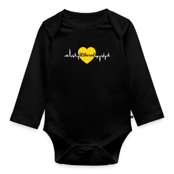 Le coeur libéral - Body Bébé bio manches longues - noir - Devant