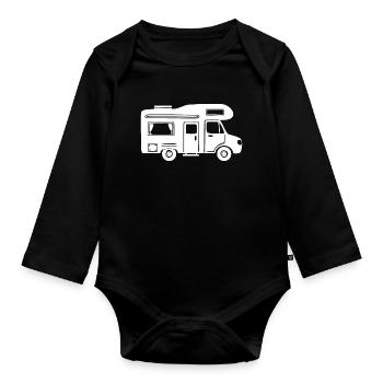 Wohnmobil Camping Wohnwagen - Baby Bio-Langarm-Body - Schwarz - Vorne