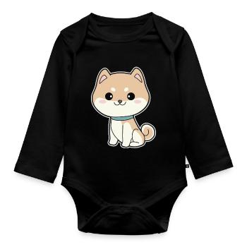 Shiba Inu - Baby Bio-Langarm-Body - Schwarz - Vorne