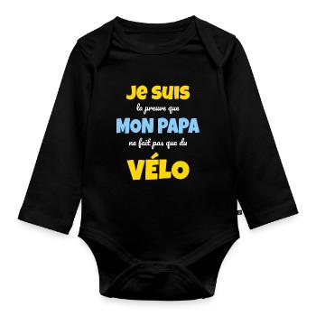Papa Fait Du Vélo - Body Bébé bio manches longues - noir - Devant