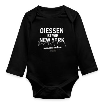 Gießen ist wie New York 😂 lustiger Spruch - Baby Bio-Langarm-Body - Schwarz - Vorne