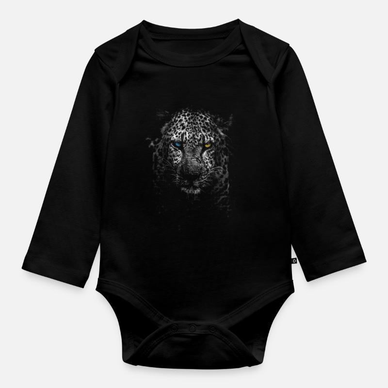 weißer Leopard - Baby Bio-Langarm-Body - Schwarz