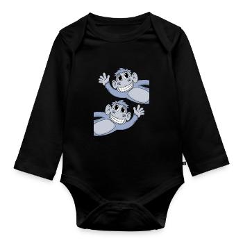 Monkey Monkeys - Organic Longsleeve Baby Bodysuit - black - Front