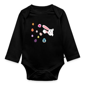 Easter with Easter Eggs - Organic Longsleeve Baby Bodysuit - black - Front