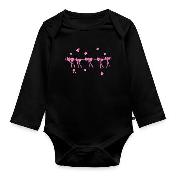 symbole de contour de ligne de boucle rose - Body Bébé bio manches longues - noir - Devant