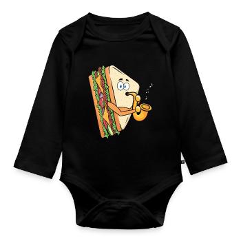 Saxophonist Saxophones Cheese Music Musician - Organic Longsleeve Baby Bodysuit - black - Front