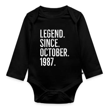 Legend Since October 1987 - Organic Longsleeve Baby Bodysuit - black - Front