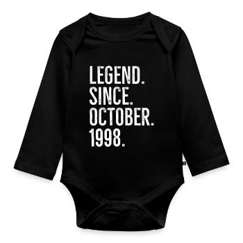 Legend Since October 1998 - Organic Longsleeve Baby Bodysuit - black - Front