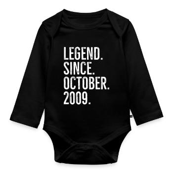 Legend Since October 2009 - Organic Longsleeve Baby Bodysuit - black - Front