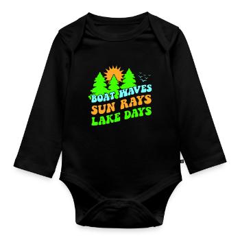 TAGE SEE LEBE BOOT WASSER FLUSSE SONNE WILDWASSER - Baby Bio-Langarm-Body - Schwarz - Vorne