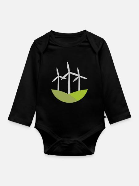 Windrad - Baby Bio-Langarm-Body - Schwarz