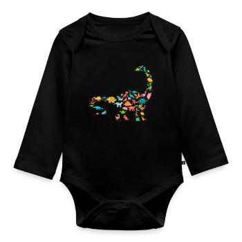 Brachiosaurus Dinosaur - Organic Longsleeve Baby Bodysuit - black - Front