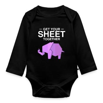 Japanese origami design and kirigami origami - Organic Longsleeve Baby Bodysuit - black - Front