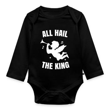 All hail the king - Organic Longsleeve Baby Bodysuit - black - Front