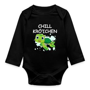 Chill Krötchen Schildkröte Chillen Turtle Relax - Baby Bio-Langarm-Body - Schwarz - Vorne