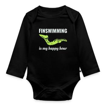 Finswimming Swimming Swimmer Swim Water sport - Organic Longsleeve Baby Bodysuit - black - Front