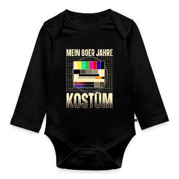 Mein 80er Jahre Kostüm Testbild Sendepause - Baby Bio-Langarm-Body - Schwarz - Vorne
