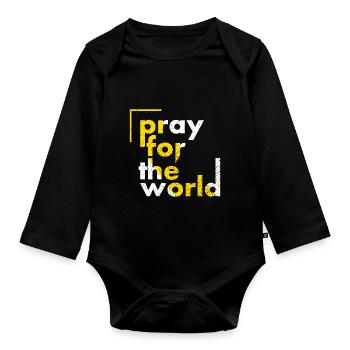 Priez pour le monde - Body Bébé bio manches longues - noir - Devant