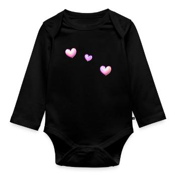 trois cœurs roses symbole amour - Body Bébé bio manches longues - noir - Devant