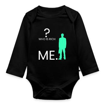 Who is rich? I. - Organic Longsleeve Baby Bodysuit - black - Front