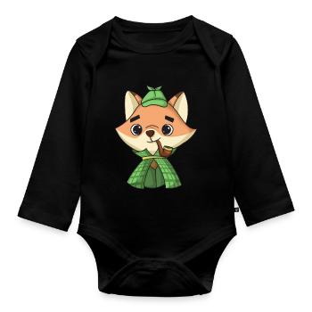 Fuchs-Detektiv - Baby Bio-Langarm-Body - Schwarz - Vorne