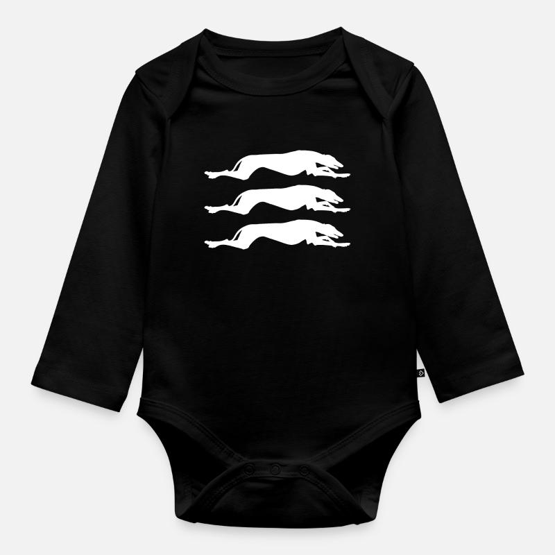 Greyhound Pattern - Organic Longsleeve Baby Bodysuit - black