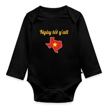 Vietnamesisch-texanisches Design für Einwanderer - Baby Bio-Langarm-Body - Schwarz - Vorne