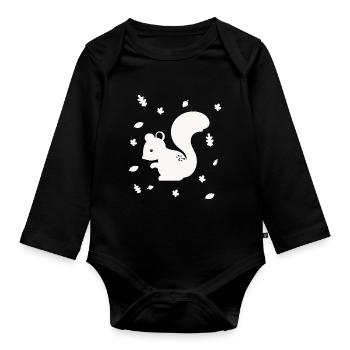 Squirrel - Chipmunk - Forest animal - Nature - Organic Longsleeve Baby Bodysuit - black - Front