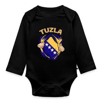 Stolzer Bosnier Bosniaks Tuzla Bosnien - Baby Bio-Langarm-Body - Schwarz - Vorne