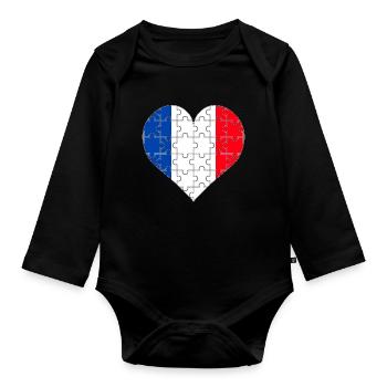 France - Body Bébé bio manches longues - noir - Devant