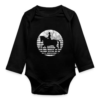 Dressage Cavalier de dressage Cheval d’équitation - Body Bébé bio manches longues - noir - Devant