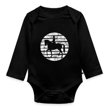 Dressage Cavalier de dressage Cheval d’équitation - Body Bébé bio manches longues - noir - Devant