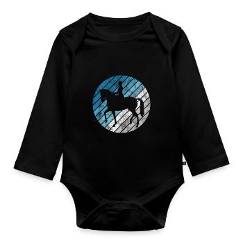 Dressage Cavalier de dressage Cheval d’équitation - Body Bébé bio manches longues - noir - Devant