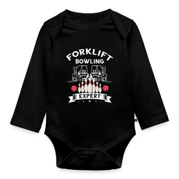 Gabelstaplerfahrer und Lagerhaus Gabestaplerfahrer - Baby Bio-Langarm-Body - Schwarz - Vorne