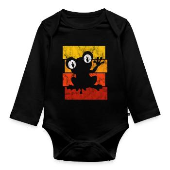 Frog Frogs Gift for Kids Funny Funny - Organic Longsleeve Baby Bodysuit - black - Front