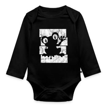 Frosch Frösche Geschenk für Kinder Lustig Witzig - Baby Bio-Langarm-Body - Schwarz - Vorne