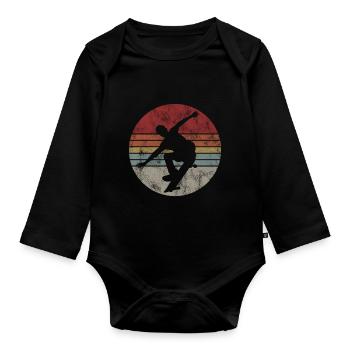 Skateboarder Skateboard Skater Skate Skateing - Body Bébé bio manches longues - noir - Devant