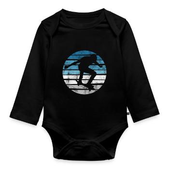 Skateboarder Skateboard Skater Skate Skateing - Organic Longsleeve Baby Bodysuit - black - Front